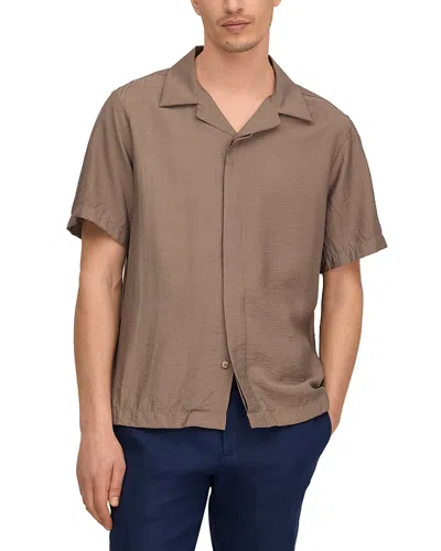Nn07 Hank 5971 Camp-collar Modal-blend Seersucker Shirt In Brown