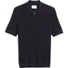 Nn07 Hansie 6600 Organic Cotton Quarter Zip Sweater Polo In Navy Melange