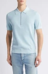 Nn07 Hansie Zip Ribbed Organic Cotton Sweater Polo In Winter Sky