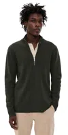 Nn07 Harald Half Zip Sweater Dark Army In Green