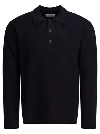 Nn07 Harald Wool Long Sleeve Polo Sweater In Black