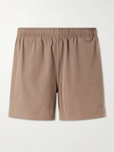 Nn07 Holiday 10039 Straight-leg Short-length Recycled-shell Swim Shorts In Brown