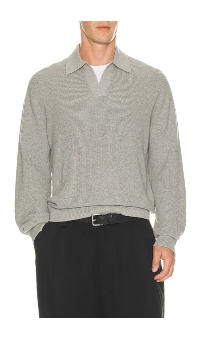 Nn07 Hope Rib Knit Polo 60060 In Grey Melange