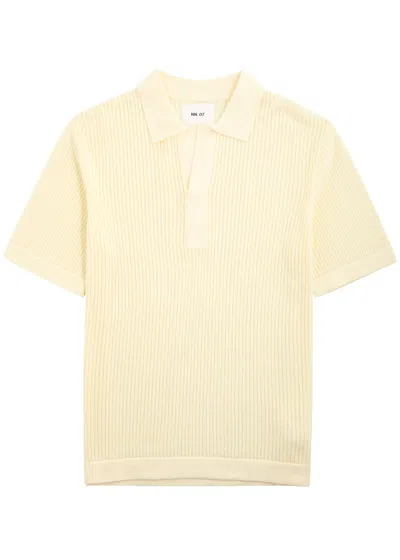 Nn07 Huxley Open-knit Cotton-blend Polo Shirt In Ecru