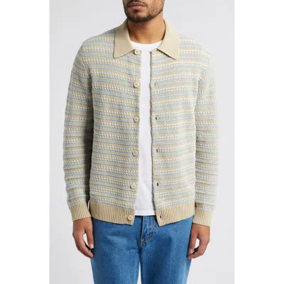 Nn07 Jackie 6636 Stripe Organic Cotton Cardigan In White Pepper