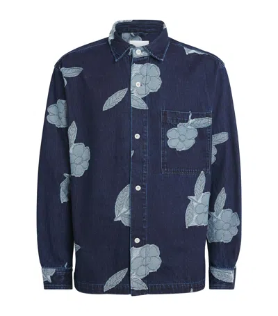 Nn07 Nn.07 Jacquard Floral Adwin Denim Overshirt In Purple