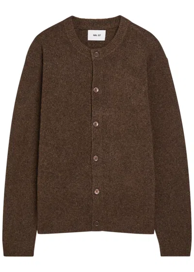 Nn07 Mens Jasper Boucle Yarn Cardigan In Brown