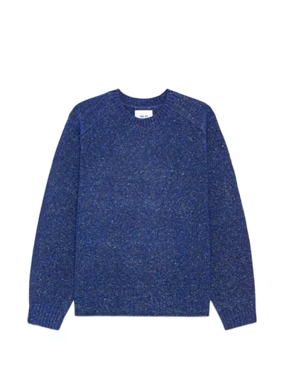 Nn07 Jim 60074 Wool-blend Knitted Crewneck In Blue