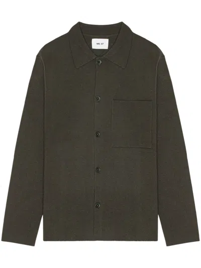 Nn07 Jonas 6530 Knitted Overshirt In Green