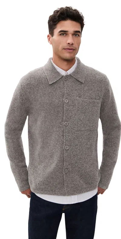 Nn07 Jonas Full Button Sweater Mable Husk In Gray