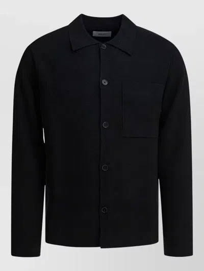 Nn07 Jonas Wool Blend Cardigan Chest Pocket In Black