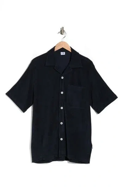 Nn07 Julio 3370 Short Sleeve Button-up Shirt In Navy Blue