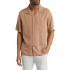 Nn07 Julio 5029 Short Sleeve Lyocell & Linen Button-up Camp Shirt In Nougat