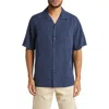 Nn07 Julio 5029 Short Sleeve Lyocell & Linen Button-up Camp Shirt In Sargasso Sea