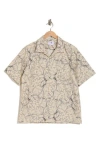 Nn07 Julio 5209 Leaf Print Short Sleeve Button-up Camp Shirt In Ecru
