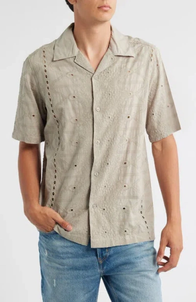 Nn07 Julio 5392 Eyelet Embroidered Camp Shirt In Neutral
