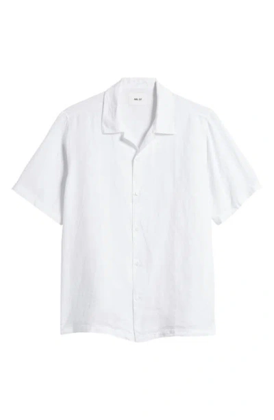 Nn07 Julio 5706 Solid Linen Camp Shirt In White