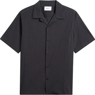 Nn07 Julio 5721 Cotton Seersucker Camp Shirt In Black