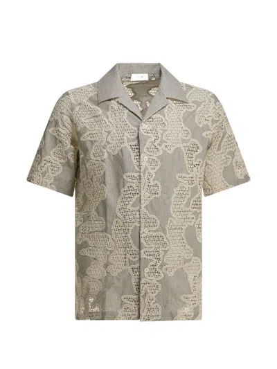 Nn07 Julio Embroidered Inset Organic Cotton Button-up Shirt In Neutral