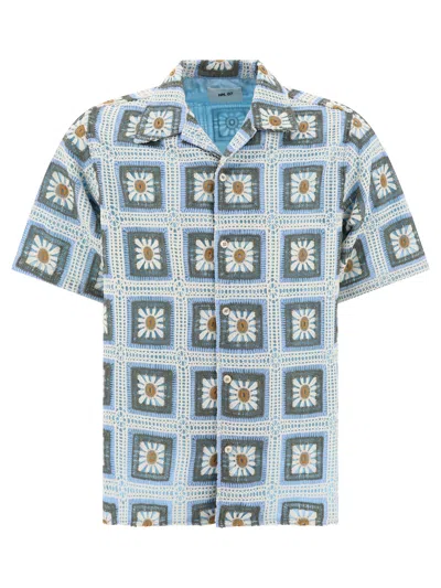 Nn07 Julio Crochet Cotton Short Sleeve Button-up Camp Shirt In Multi Colo
