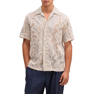 Nn07 Julio Embroidered Inset Organic Cotton Button-up Shirt In Neutral