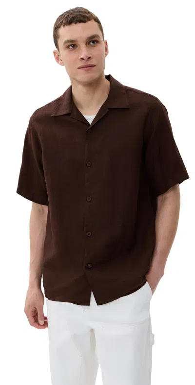 Nn07 Julio Linen Camp Shirt Coffee