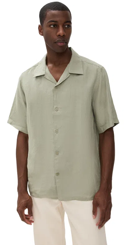 Nn07 Julio Linen Camp Shirt Sage Green