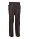 Nn07 Kay 1630 Straight-leg Pleated Striped Recycled Wool-blend Felt Trousers In Brown