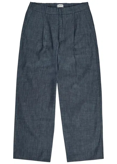 Nn07 Kay Pleated Cotton Trousers In Gray