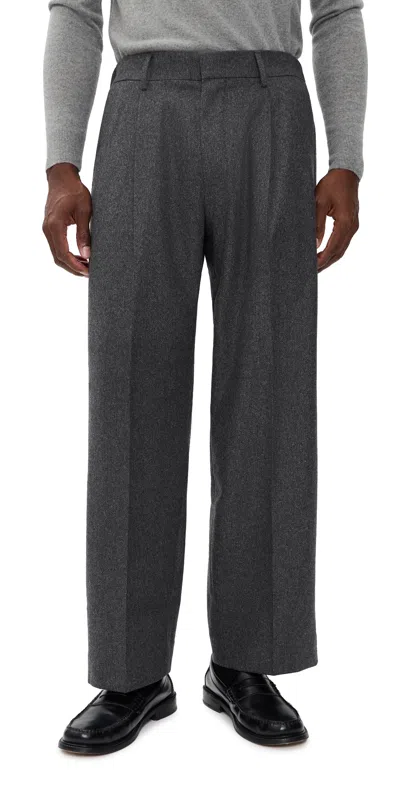 Nn07 Kay Relaxed 32 Pleated Wool Trousers Dark Grey Melange In Gray