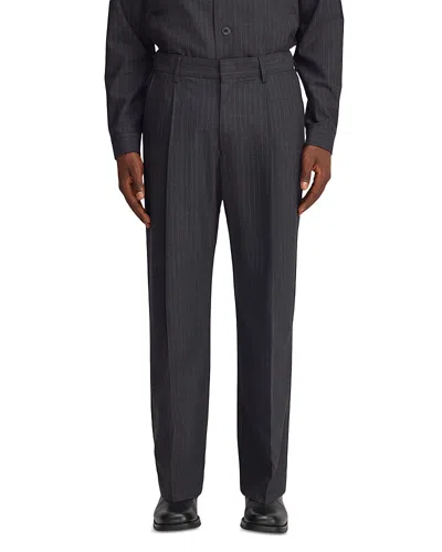 Nn07 Kay 10037 Straight-leg Pleated Pinstriped Woven Trousers In Black