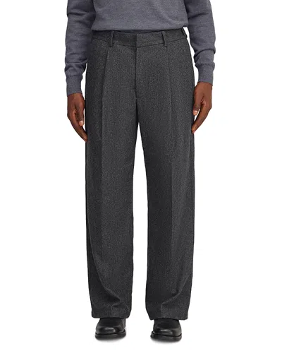 Nn07 Kay 10073 Straight-leg Pleated Herringbone Wool-blend Trousers In Gray