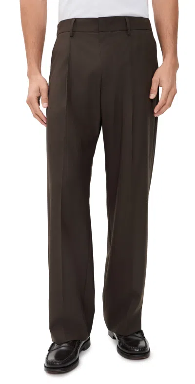 Nn07 Kay Relaxed Pleated Wool Trousers 32 Deep Truffle In Brown