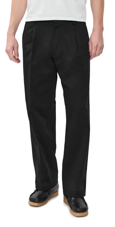Nn07 Kaye Cotton Relaxed Pleated Trousers 32 Black