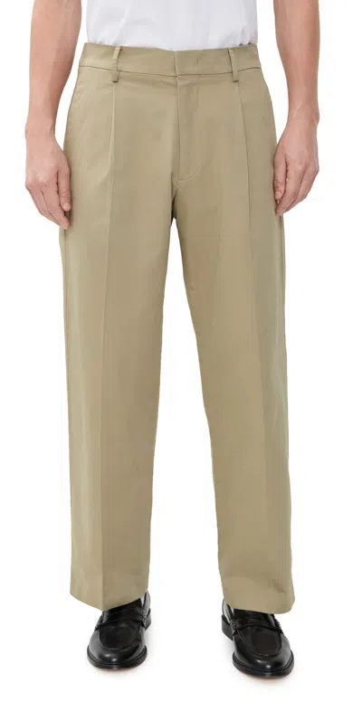 Nn07 Kaye Cotton Relaxed Pleated Trousers Desert Khaki In Gray