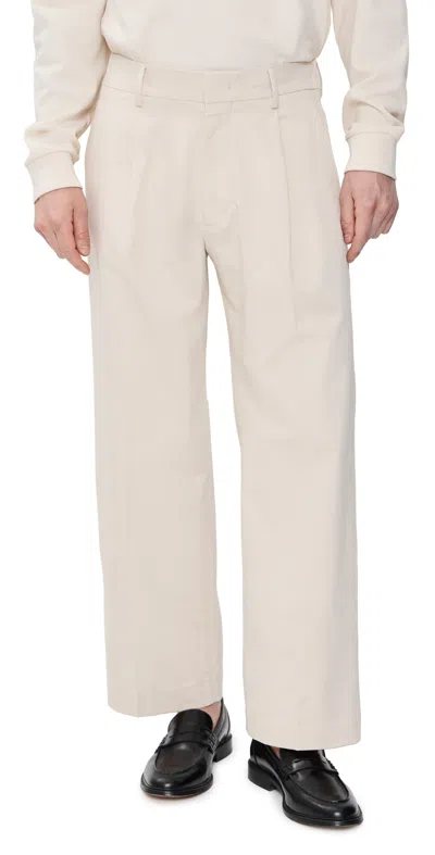 Nn07 Kay 1420 Wide-leg Pleated Organic Cotton-blend Twill Trousers In White