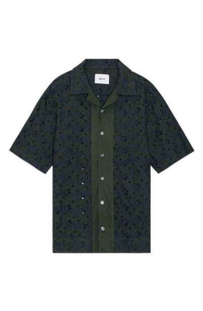 Nn07 Leo 5655 Embroidered Organic Cotton Blend Camp Shirt In Rosin