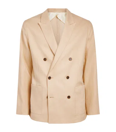 Nn07 Jordin 1454 Double-breasted Linen Blazer In Neutral
