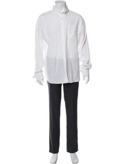 Pre-owned Nn07 Linen Long Sleeve Dress Shirt In White