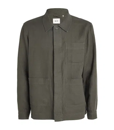 Nn07 Linen Olav Button-up Shirt In Green