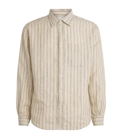 Nn07 Nn.07 Linen Stripe Deon Shirt In Neutral