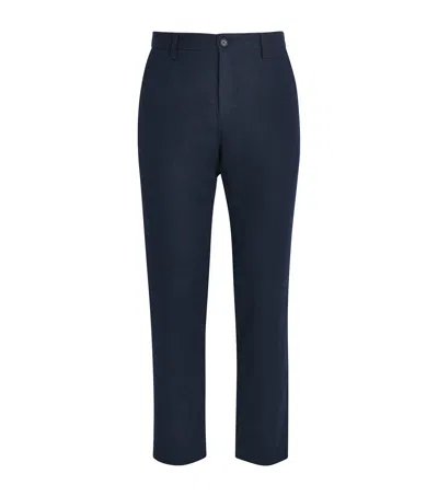 Nn07 Linen Theo Slim Trousers In Blue