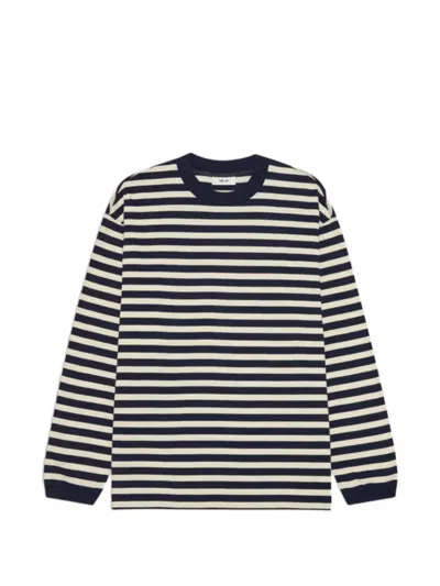 Nn07 Lionel Striped Long-sleeved T-shirt In Blue