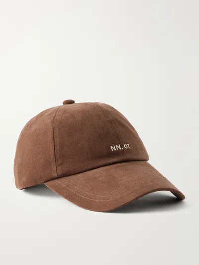 Nn07 Logo-embroidered Cotton-twill Baseball Cap In Brown