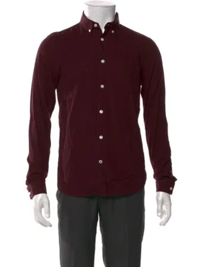 Pre-owned Nn07 Long Sleeve Dress Shirt In Burgundy