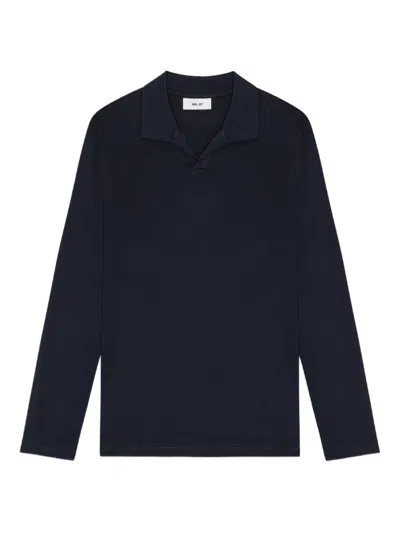 Nn07 Long-sleeve Polo-collar T-shirt In Black