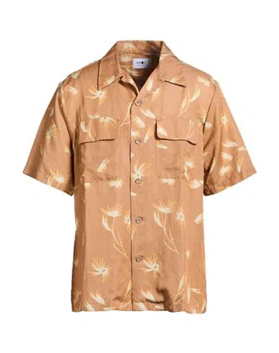 Nn07 Man Shirt Camel Size Xl Lyocell, Linen In Brown
