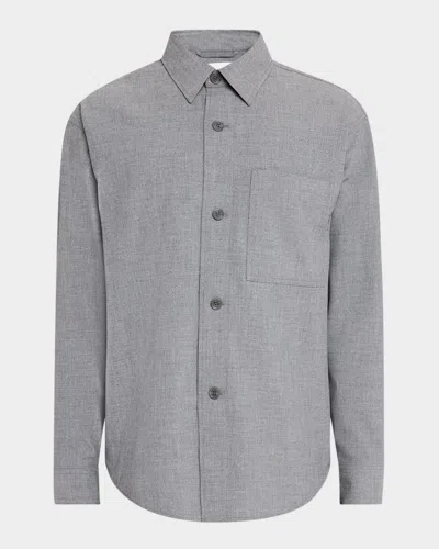 Nn07 Men's Adwin Lightweight Overshirt In Grey Mel
