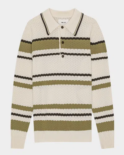 NN07 MEN'S ALFIE STRIPED KNIT POLO SHIRT