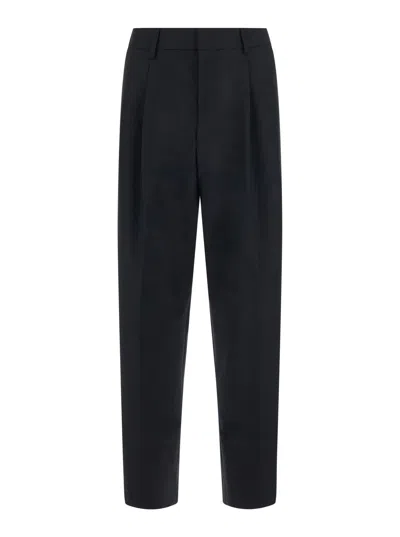 Nn07 Nn.07 Men's Black Wide-leg Trousers With Front Pleats